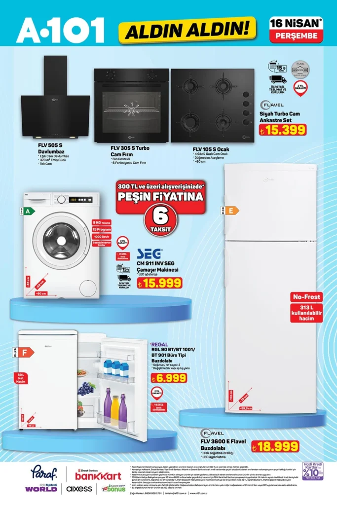 a101-beyaz-esya-flavel-regal-seg-3-683x1024 A101 16 Nisan 2026 Aktüel Ürünler | 23 Nisan Özel İndirimleri | Samsung, Onvo, Kiwi, Piranha Fırsatları